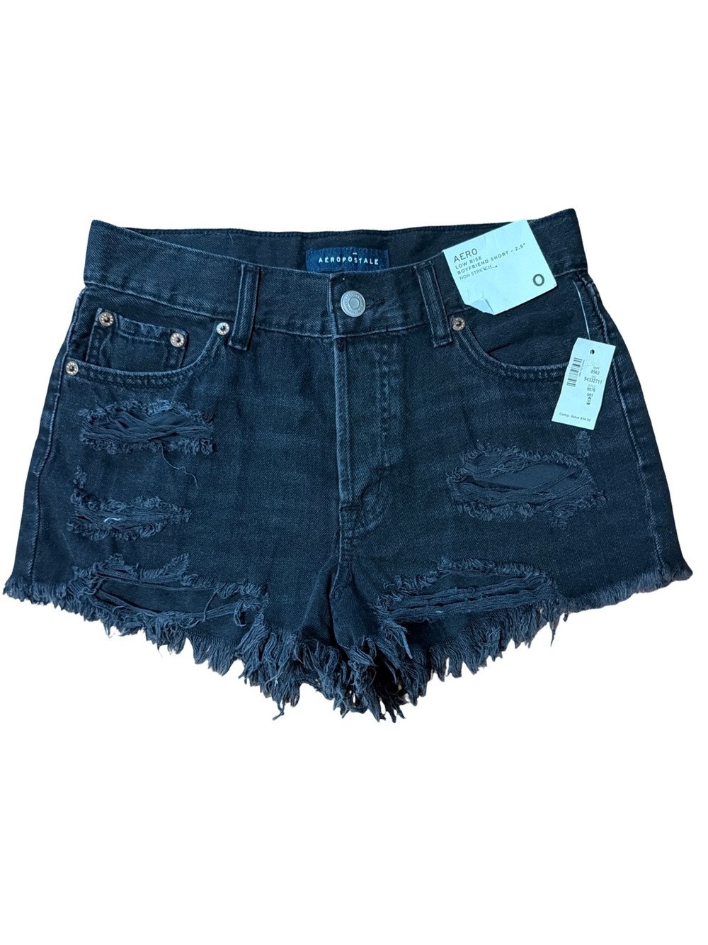 Aeropostale Boyfriend Black Distressed Denim Cutoff Shorts